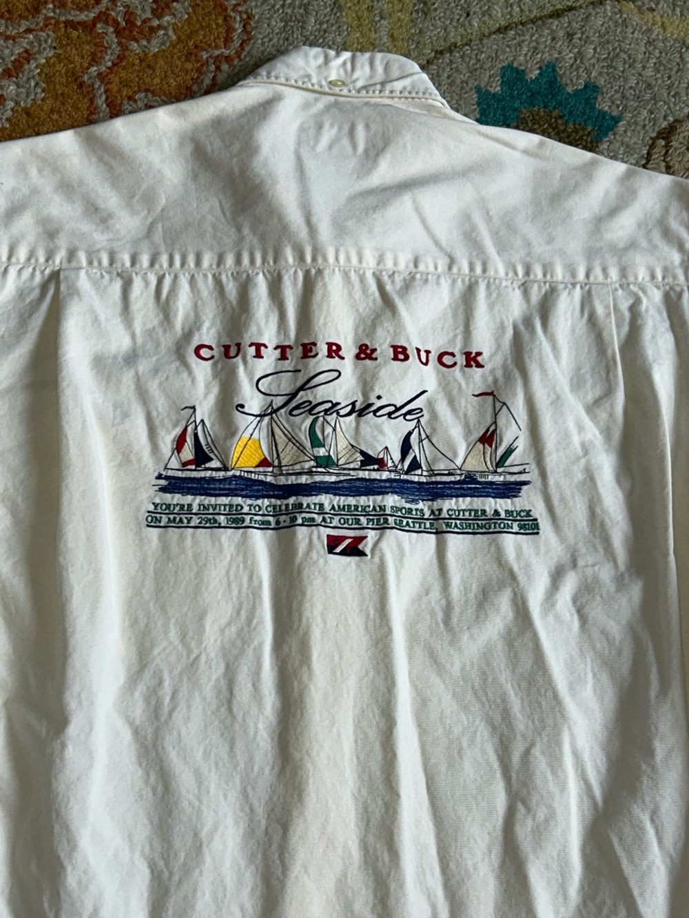 Vintage 1989 Cutter & Buck Seaside Seattle WA Embroidered Button Down Size M